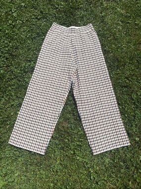 Houndstooth Wide-Leg Pants in Brown and Cream
